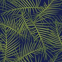 Tropical Leaves on Navy Blue Background vector