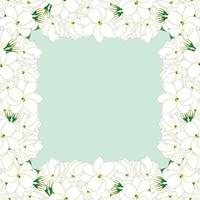 Arabian jasmine Border on Green Mint Background2 vector