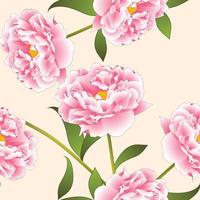 Pink Peony Flower on Beige Ivory Background. Vector Illustration