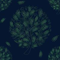 Green Tree on Green Blue Background vector