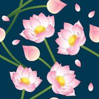 pink indian lotus on indigo blue background vector