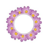 Pink Cosmos Flower Banner Wreath vector