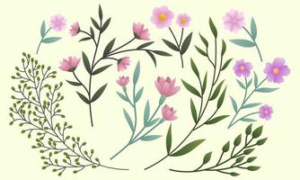 conjunto de elementos florales de primavera vector