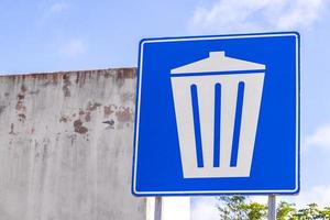 Blue garbage sign at highway motorway jungle tropical nature Mexico. photo