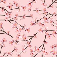 Momo Peach Flower Blossom Seamless on Pink Background vector