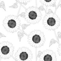 Sunflower Outline on White Background vector