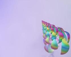 Rainbow color sea scallop shell. 3d rendering. photo