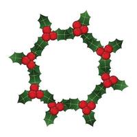 Red Berry Christmas Wreath isolated on White Background. vector