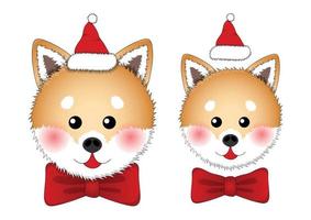 perro shiba inu santa claus. vector