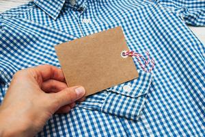 Checkered shirt with tag photo