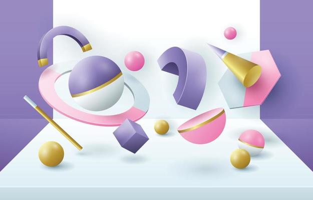 3D Geometric Shapes Background