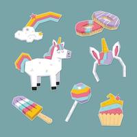 Unicorn Stickers Pack for Journal vector