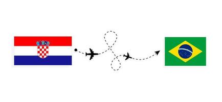 vuelo y viaje de croacia a brasil por concepto de viaje en avión de pasajeros vector
