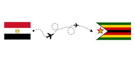 vuelo y viaje de egipto a zimbabwe por concepto de viaje en avión de pasajeros vector