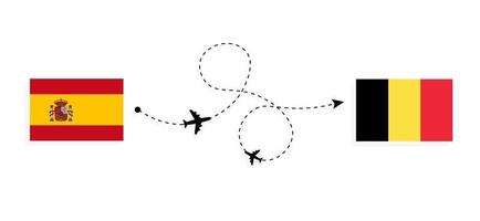 vuelo y viaje de españa a bélgica por concepto de viaje en avión de pasajeros vector