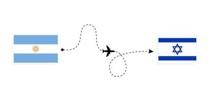 Flight and travel from Argentina to Israel by passenger airplane Travel concept vector