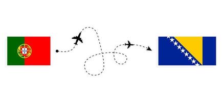 vuelo y viaje desde portugal a bosnia y herzegovina por concepto de viaje en avión de pasajeros vector