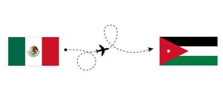 vuelo y viaje de méxico a jordania por concepto de viaje en avión de pasajeros vector