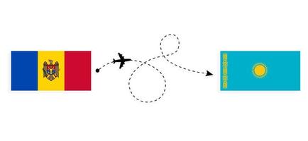 vuelo y viaje desde moldavia a kazajstán por concepto de viaje en avión de pasajeros vector