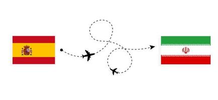 vuelo y viaje de españa a irán por concepto de viaje en avión de pasajeros vector