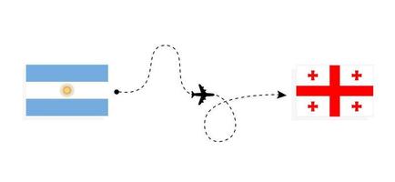 Flight and travel from Argentina to Georgia by passenger airplane Travel concept vector