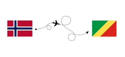 vuelo y viaje desde noruega a la república del congo por concepto de viaje en avión de pasajeros vector