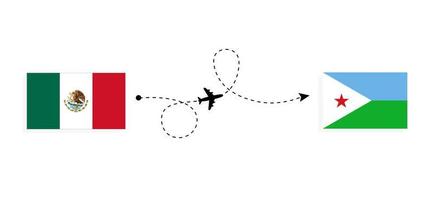 vuelo y viaje de méxico a djibouti por concepto de viaje en avión de pasajeros vector