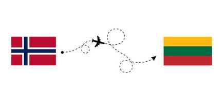 vuelo y viaje de noruega a lituania por concepto de viaje en avión de pasajeros vector