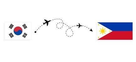 vuelo y viaje desde corea del sur a filipinas por concepto de viaje en avión de pasajeros vector