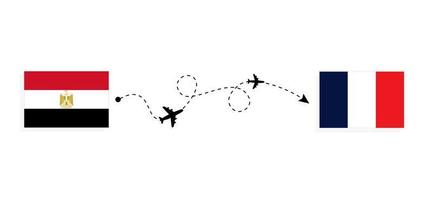 vuelo y viaje de egipto a francia por concepto de viaje en avión de pasajeros vector