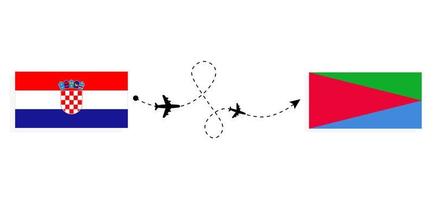 vuelo y viaje desde croacia a eritrea por concepto de viaje en avión de pasajeros vector