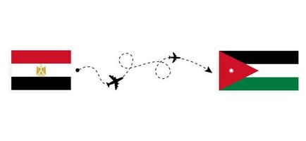 vuelo y viaje de egipto a jordania por concepto de viaje en avión de pasajeros vector