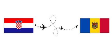 vuelo y viaje de croacia a moldavia por concepto de viaje en avión de pasajeros vector