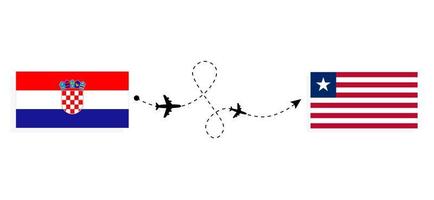 Flight and travel from Croatia to Liberia by passenger airplane Travel concept vector