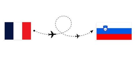 Flight and travel from France to Slovenia by passenger airplane Travel concept vector