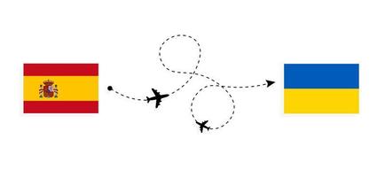 vuelo y viaje desde españa a ucrania por concepto de viaje en avión de pasajeros vector