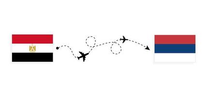 vuelo y viaje de egipto a serbia por concepto de viaje en avión de pasajeros vector