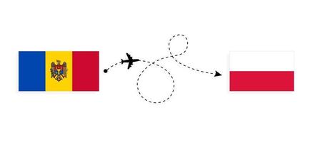 vuelo y viaje de moldavia a polonia por concepto de viaje en avión de pasajeros vector