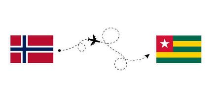 vuelo y viaje de noruega a togo por concepto de viaje en avión de pasajeros vector