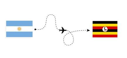 vuelo y viaje de argentina a uganda por concepto de viaje en avión de pasajeros vector