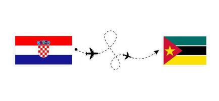 vuelo y viaje de croacia a mozambique por concepto de viaje en avión de pasajeros vector