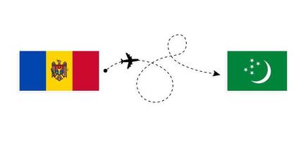 vuelo y viaje desde moldavia a turkmenistán por concepto de viaje en avión de pasajeros vector