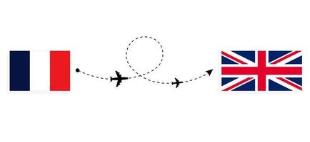 Flight and travel from France to United Kingdom of Great Britain by passenger airplane Travel concept vector