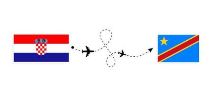 vuelo y viaje desde croacia a la república democrática del congo por concepto de viaje en avión de pasajeros vector