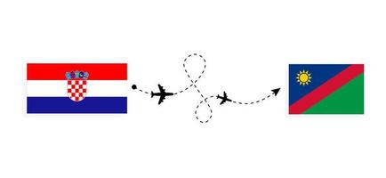 Flight and travel from Croatia to Namibia by passenger airplane Travel concept vector