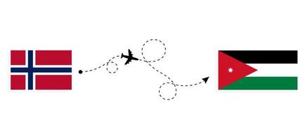 vuelo y viaje de noruega a jordania por concepto de viaje en avión de pasajeros vector
