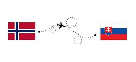 vuelo y viaje de noruega a eslovaquia por concepto de viaje en avión de pasajeros vector