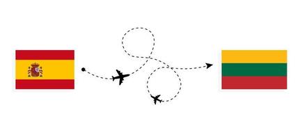 vuelo y viaje desde españa a lituania por concepto de viaje en avión de pasajeros vector