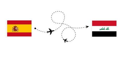 vuelo y viaje desde españa a irak por concepto de viaje en avión de pasajeros vector