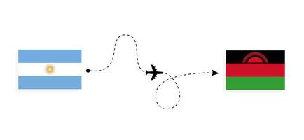 vuelo y viaje desde argentina a malawi por concepto de viaje en avión de pasajeros vector